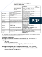 Calendar of Activities and Assignments for Mr.