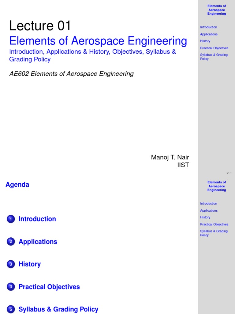 Elements of Aerospace Engineering Syllabus | PDF | Aerodynamics ...