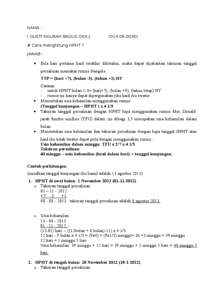 Cara Menghitung Hpht)
