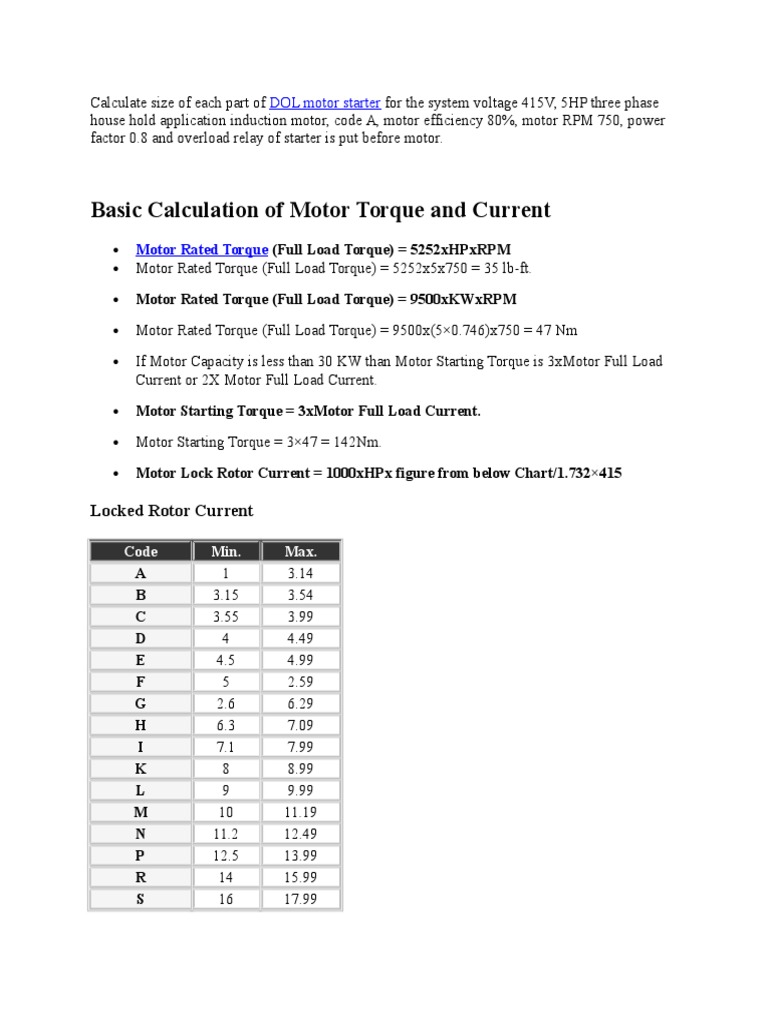 Basic Calculation of Motor Torque and Current | PDF | Science ...