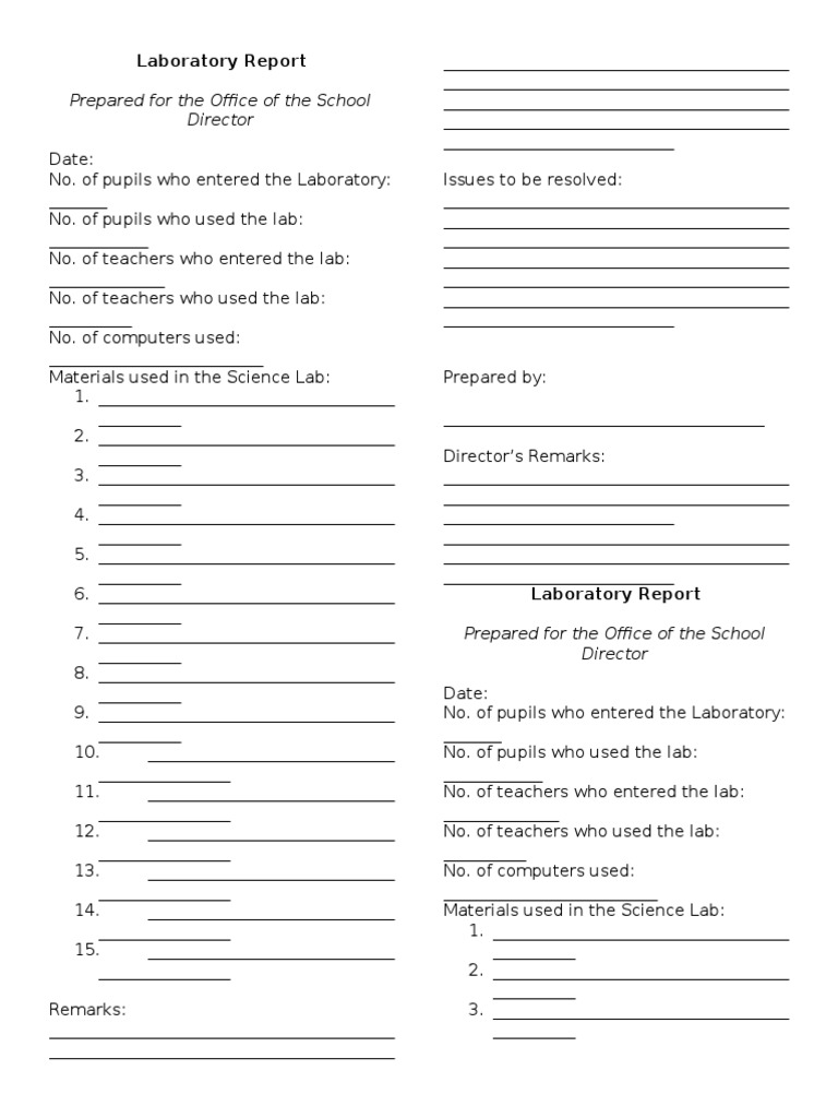 School Laboratory Daily Report | PDF