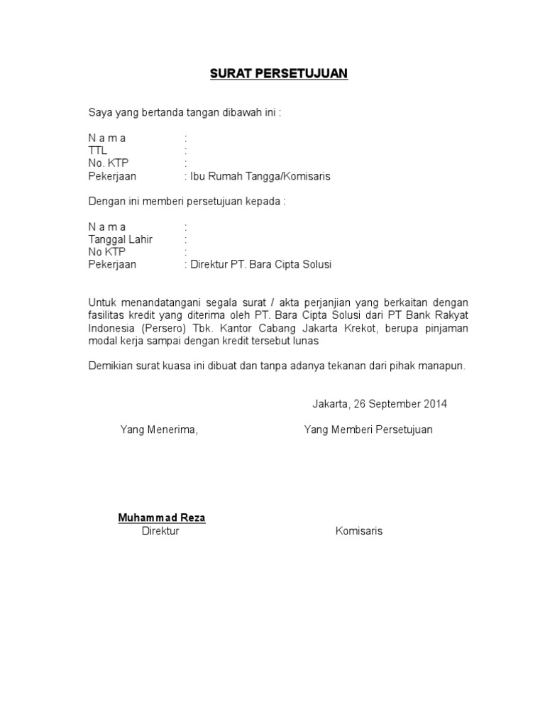 Surat Persetujuan