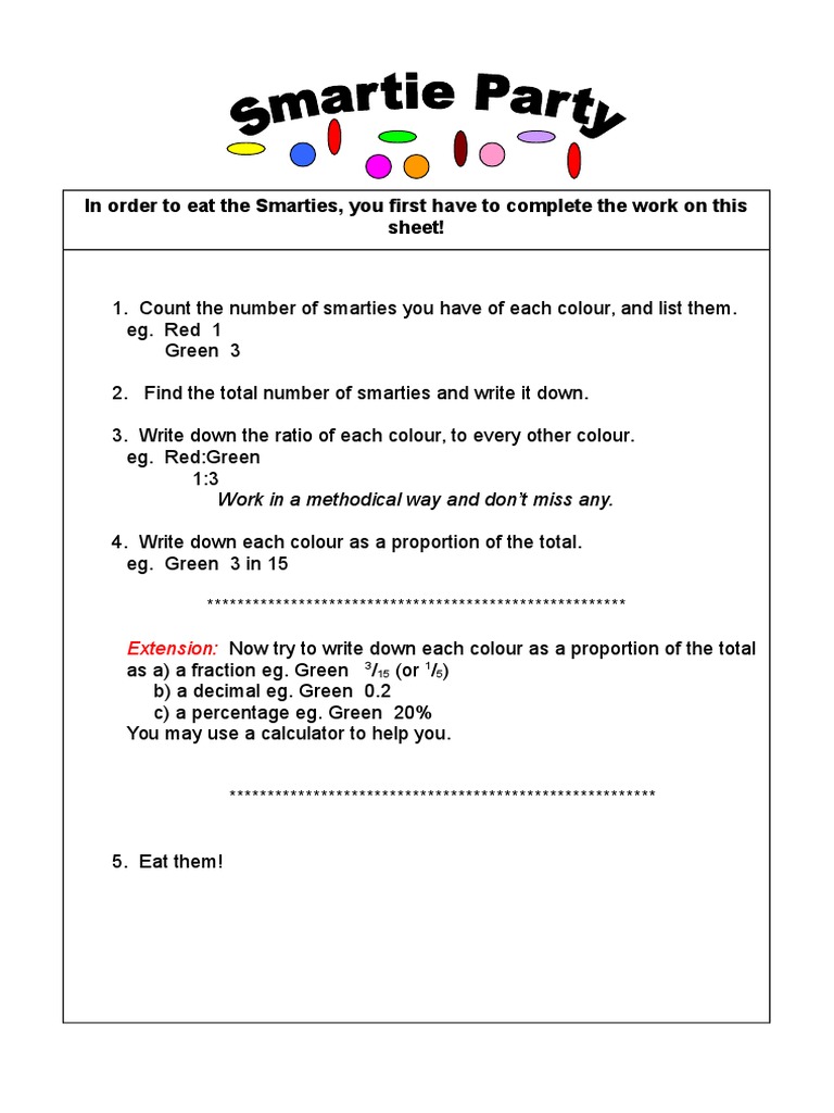 In Order To Eat The Smarties, You First Have To Complete The Work On ...