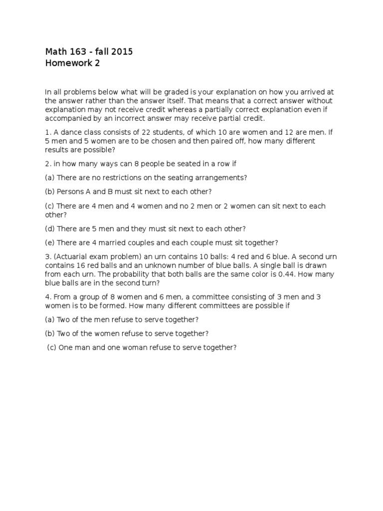 Math 163 Fall 2015 Homework 2 Solutions | PDF | Language Arts & Discipline