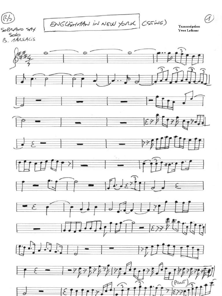solo Saxophone EnglishmanIn NY