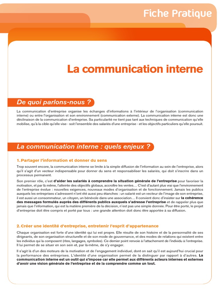 Communication interne : enjeux et outils | PDF | la communication ...