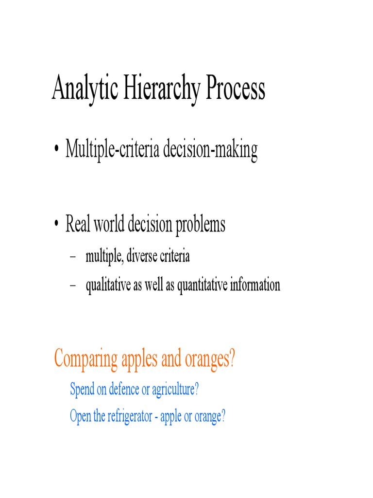 Analytic Hierarchy Process for Decision-Making | PDF | Analysis ...
