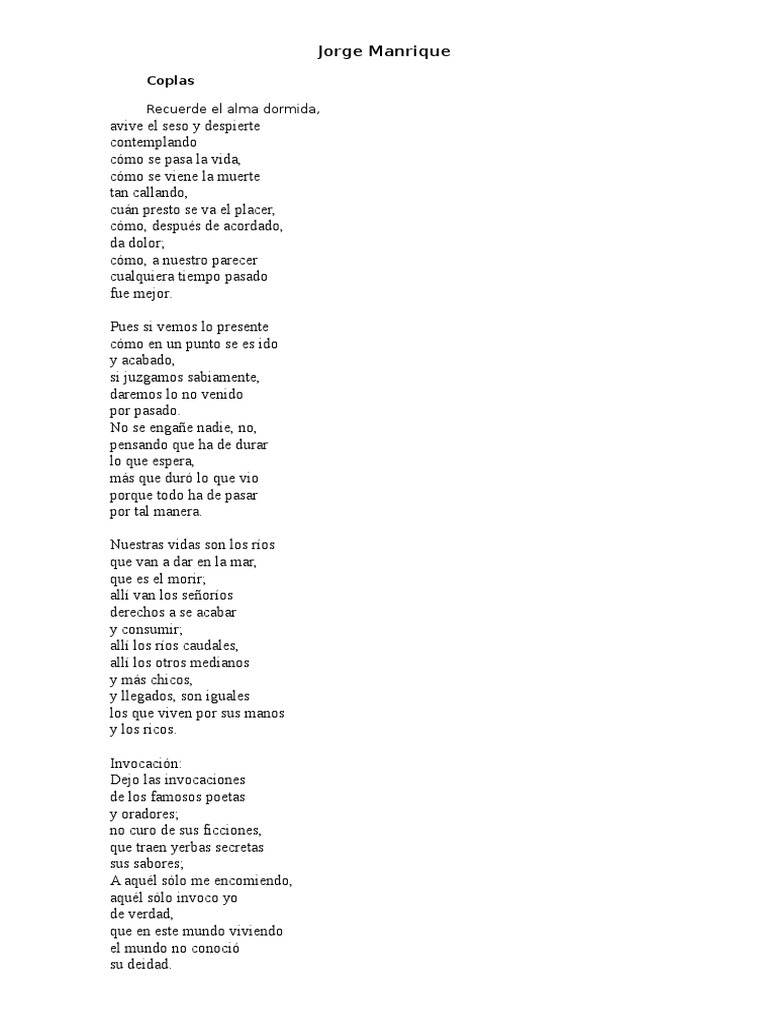 Coplas De Jorge Manrique Métrica – EMVQOE