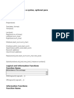 Some Functions in Excel Please Note That in A Syntax, Optional Parameters Are Enclosed Within Square Brackets Text Functions Function Name