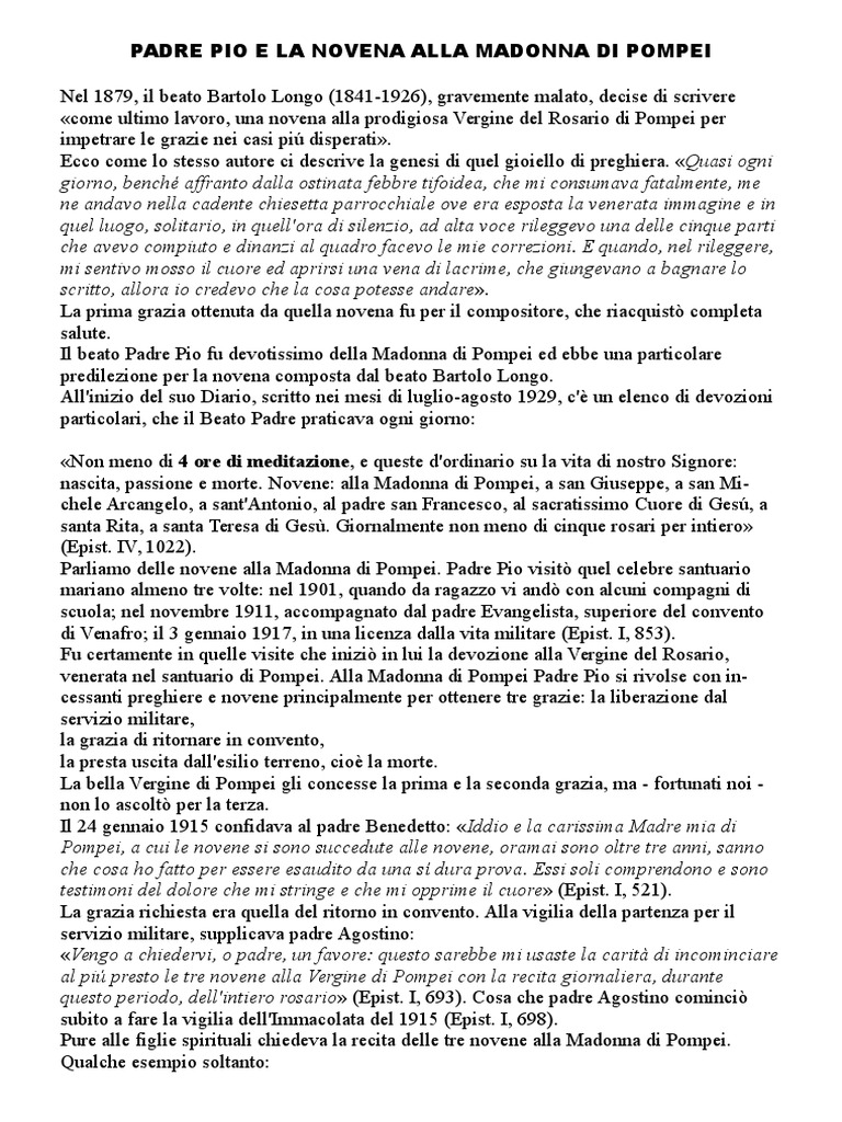 Padre Pio E La Madonna Di Pompei Pdf