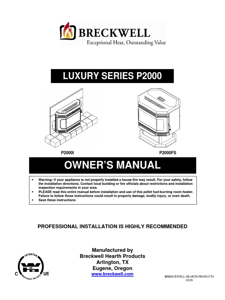Breckwell P2000 Manual Chimney Stove