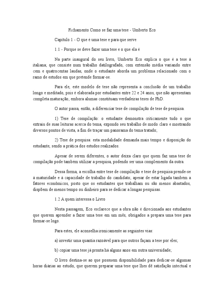 Fichamento como se faz uma tese umberto eco pdf science teses