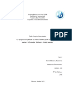 Ensayo de Teoría Del Conocimiento (IB) : "Lo Que Puede Ser Afirmado Sin Pruebas También Puede Ser Descartado Sin Pruebas". (Christopher Hitchens) - ¿Está de Acuerdo?