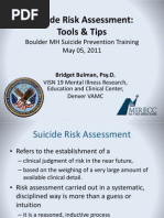 Bulman (2011) Suicide Risk Asessment Tools and Tips