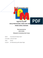 Kolej Profesional Mara Seri Iskandar Perak Darul Ridzuan: Macroeconomics (ECO 2023) Malaysia's Unemployment Issue