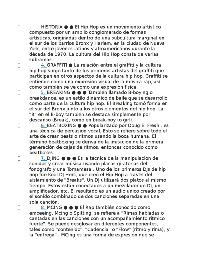Historia y elementos del Hip Hop | PDF | Música hip-hop | Disc jockey