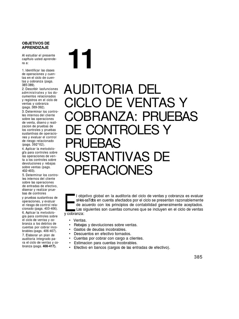 Auditoría del Ciclo de Ventas y Cobranza | PDF | Contabilidad | Contralor