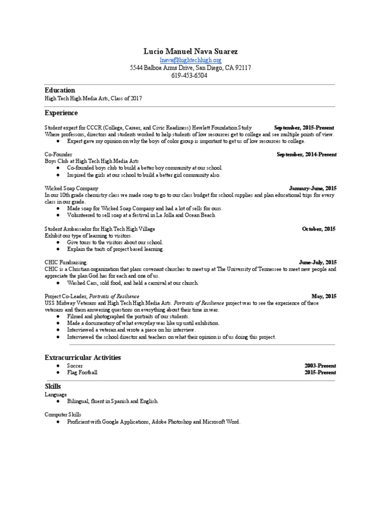 Lucio Nava's Education and Experience Summary | PDF