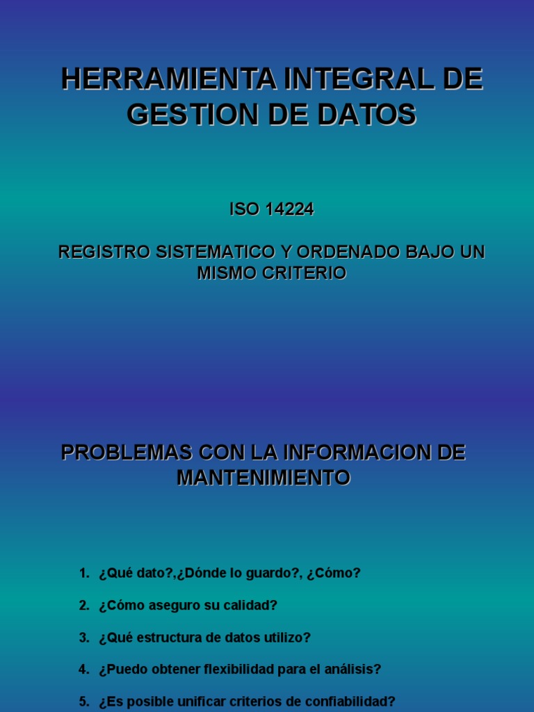 Estructura de Datos según ISO 14224 | PDF | Generador eléctrico ...