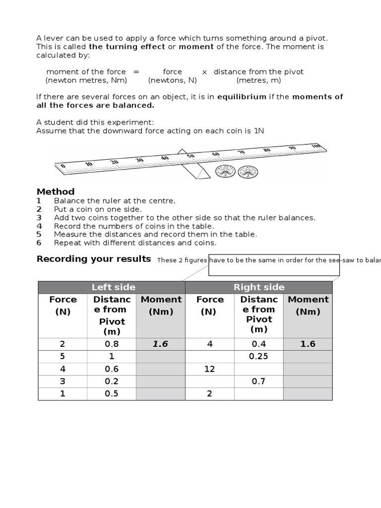 Balancing Moments HIgher | PDF | Teaching Methods & Materials | Home ...
