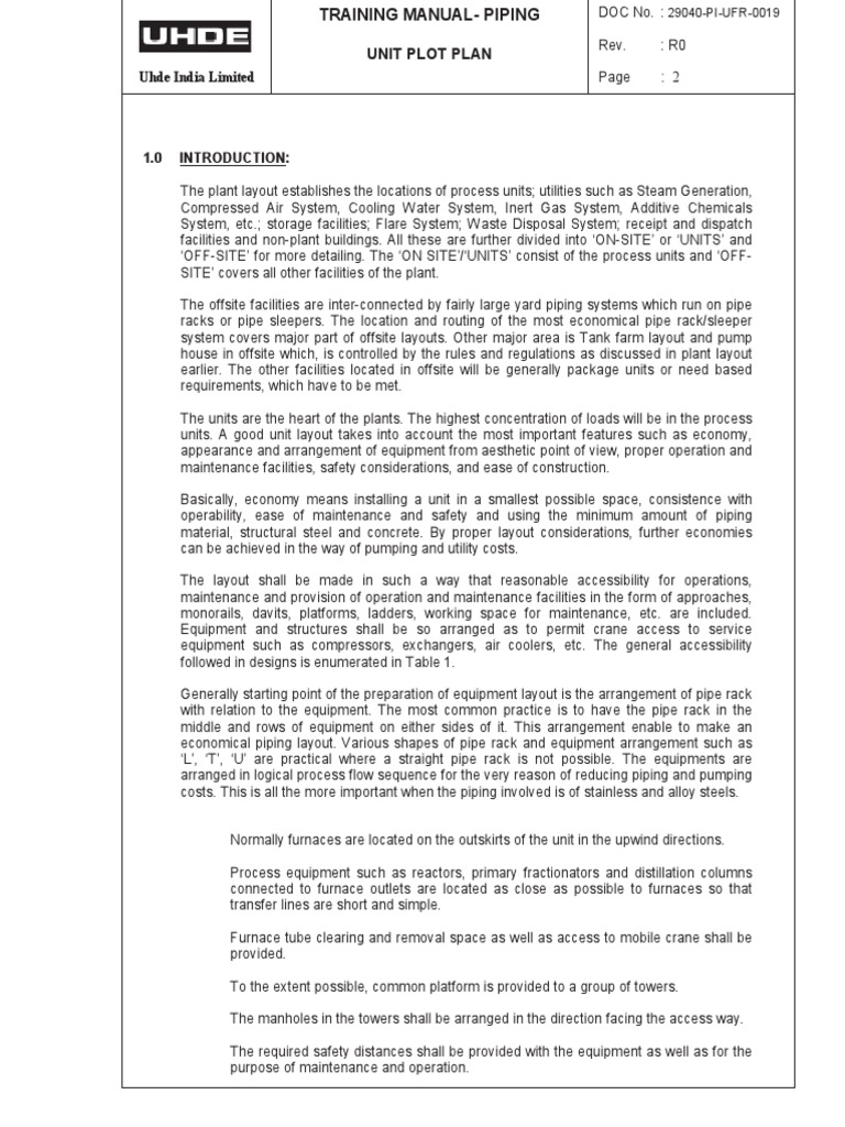 Uhde India Limited: Unit Plot Plan | PDF | Furnace | Pipe (Fluid ...
