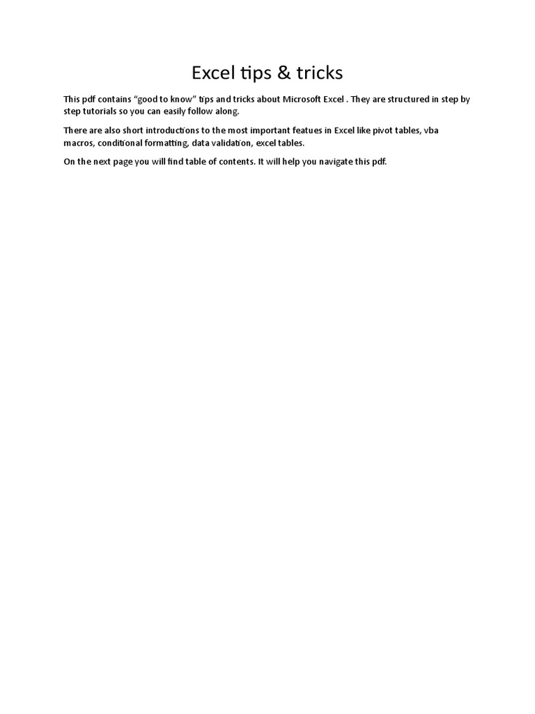 Essential Excel Tips and Tricks Guide | PDF | Visual Basic For ...