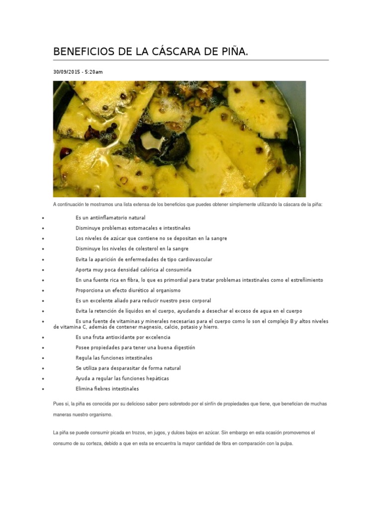 Beneficios De La Cáscara De Piña
