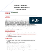 Semester Spring 2015 Management Skills (Mgt722) Assignment No. 02