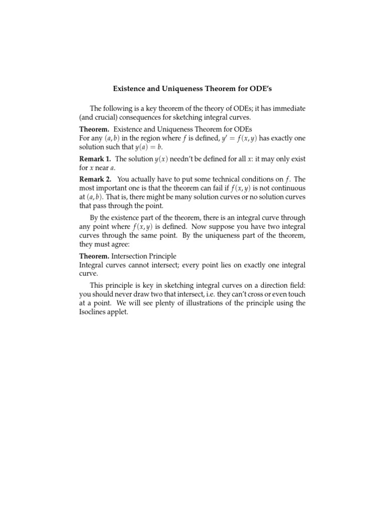 Ode Existence And Uniqueness Guide Pdf