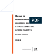 Manual de procedimiento para Bibliotecas Escolares y Especializadas