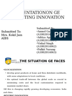 Presentationon Ge Disrupting Innovation: Submitted To: Mrs. Kokil Jain Aibs