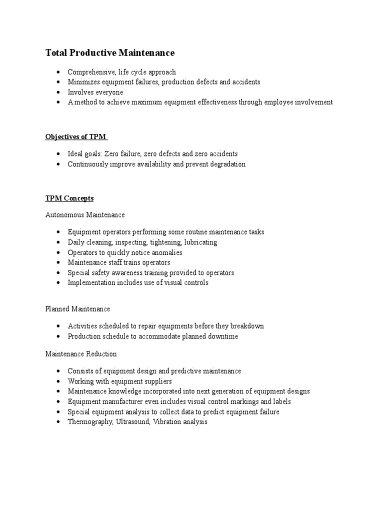 Total Productive Maintenance | PDF | Engineering | Accountability