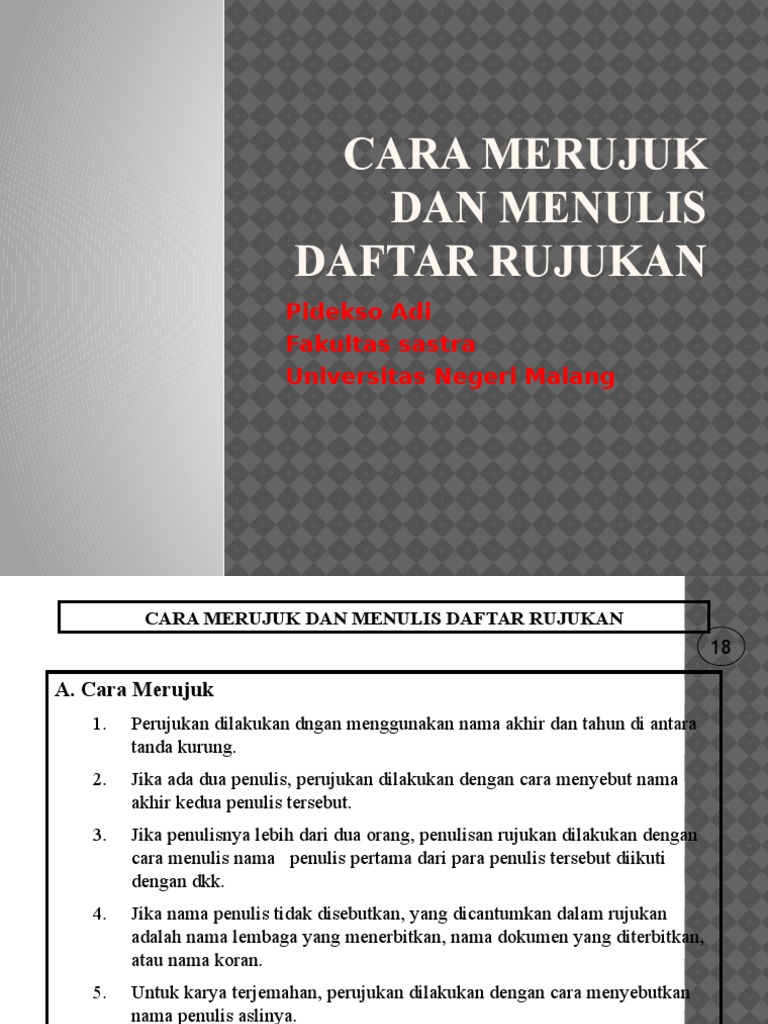 Panduan Merujuk dan Menulis Rujukan | PDF