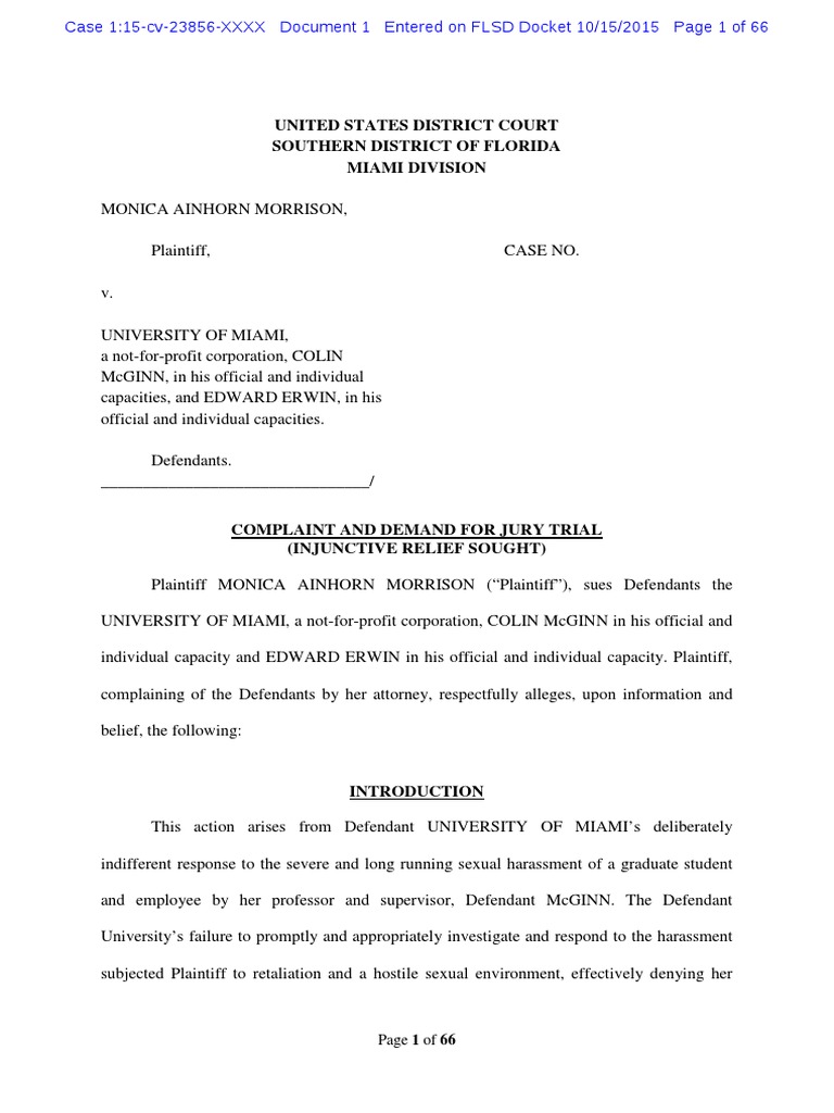 Morrison Complaint Title Ix Complaint