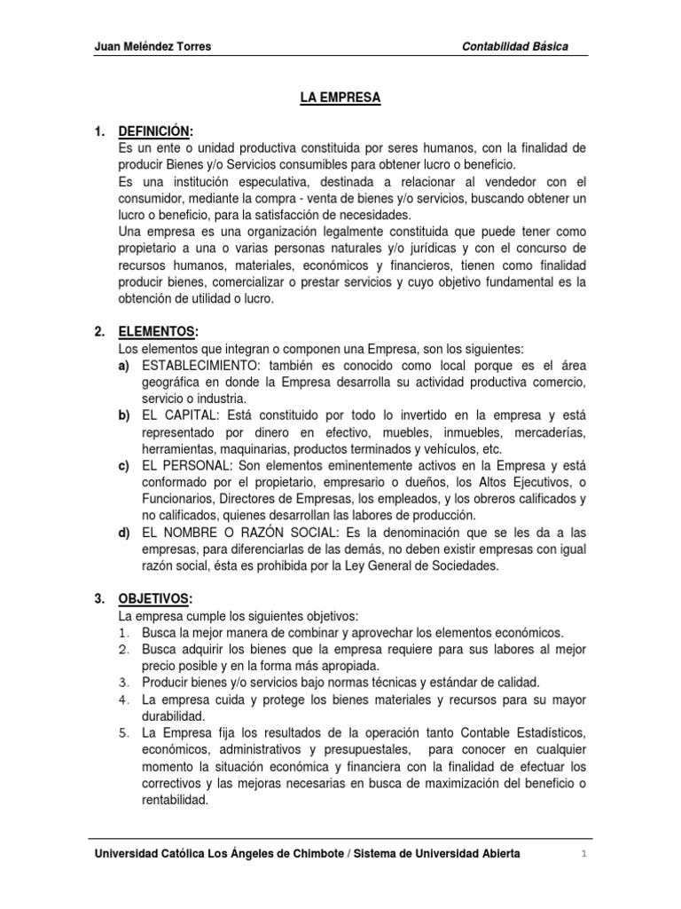 La Empresa Y La Contabilidad Pdf Pdf Contabilidad Compañía De