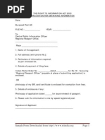 Rti Act Application Form