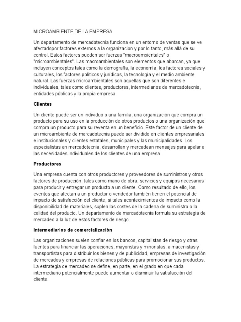Microambiente de La Empresa | PDF | Distribución (comercial) | Marketing