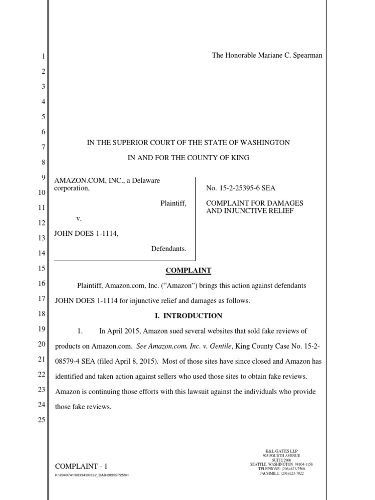 Amazon Complaint Damages