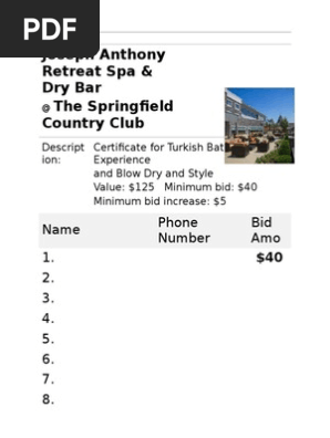 Silent Auction Bid Sheet JA