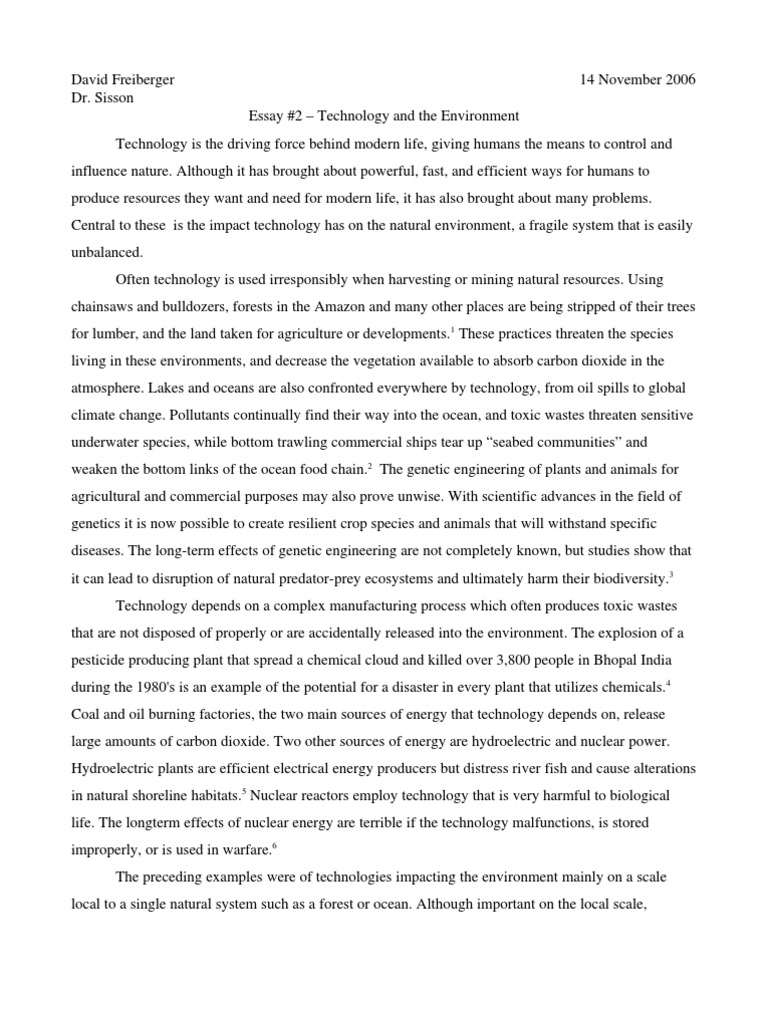 essay on environment and ecotechnology