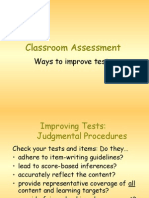 Classroom Assessment: Ways To Improve Tests