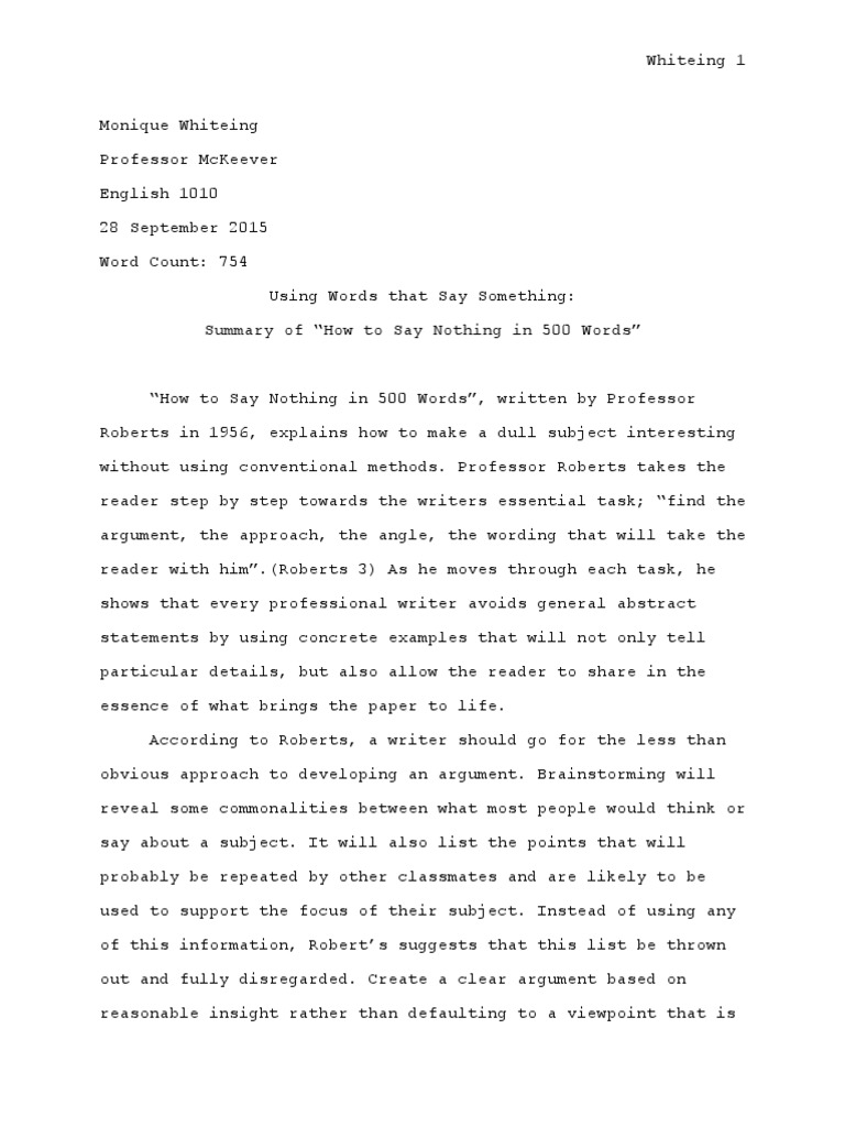 Summary How To Say Nothing In 500 Words Writers Argument Prueba 