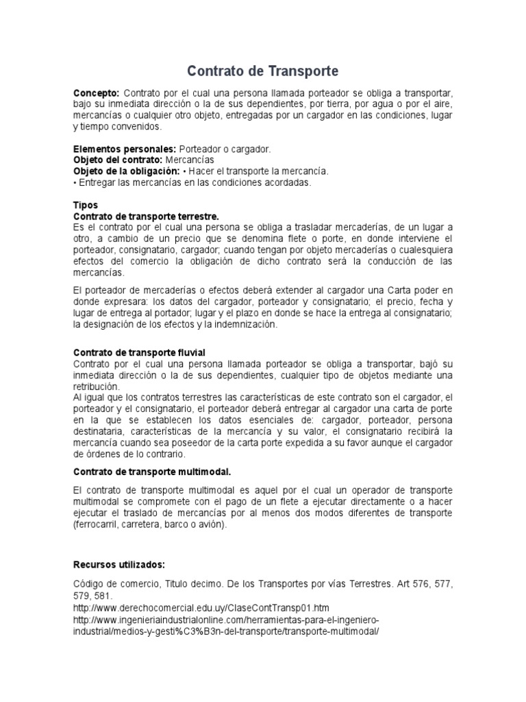 Contrato de Transporte