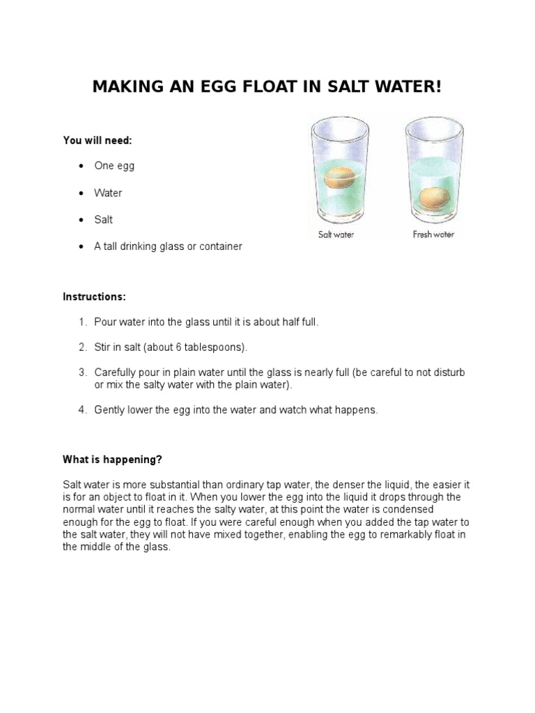 Making An Egg Float in Salt Water PDF