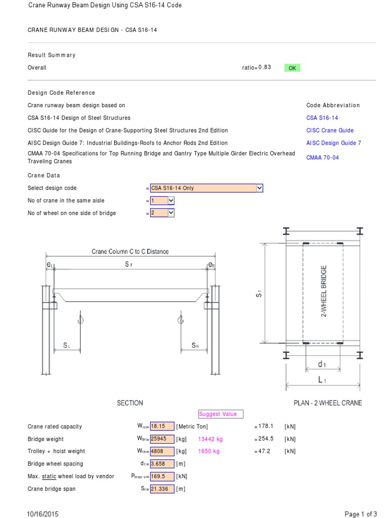 Civilbay Crane Runway Beam Design Crane (Machine) Beam (Structure)