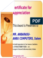 Certificate For Appreciation: This Award Is Presented To