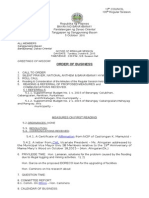 Order of Business: Panlalawigan NG Davao Oriental Tanggapan NG Sangguniang Bayan