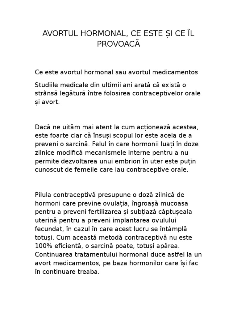 Avortul Hormonal, Supranumit Și Avort Medicamentos | PDF
