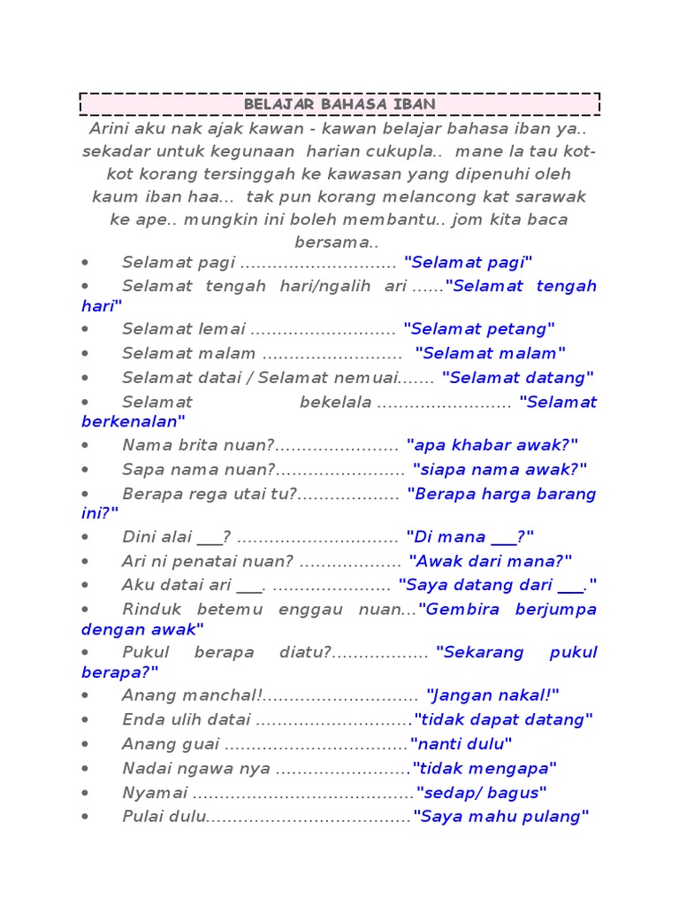 Belajar Bahasa Iban Pdf