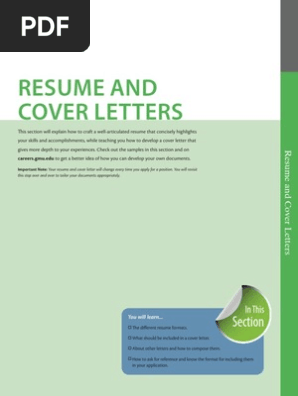 Resume and Cover Letter Section
